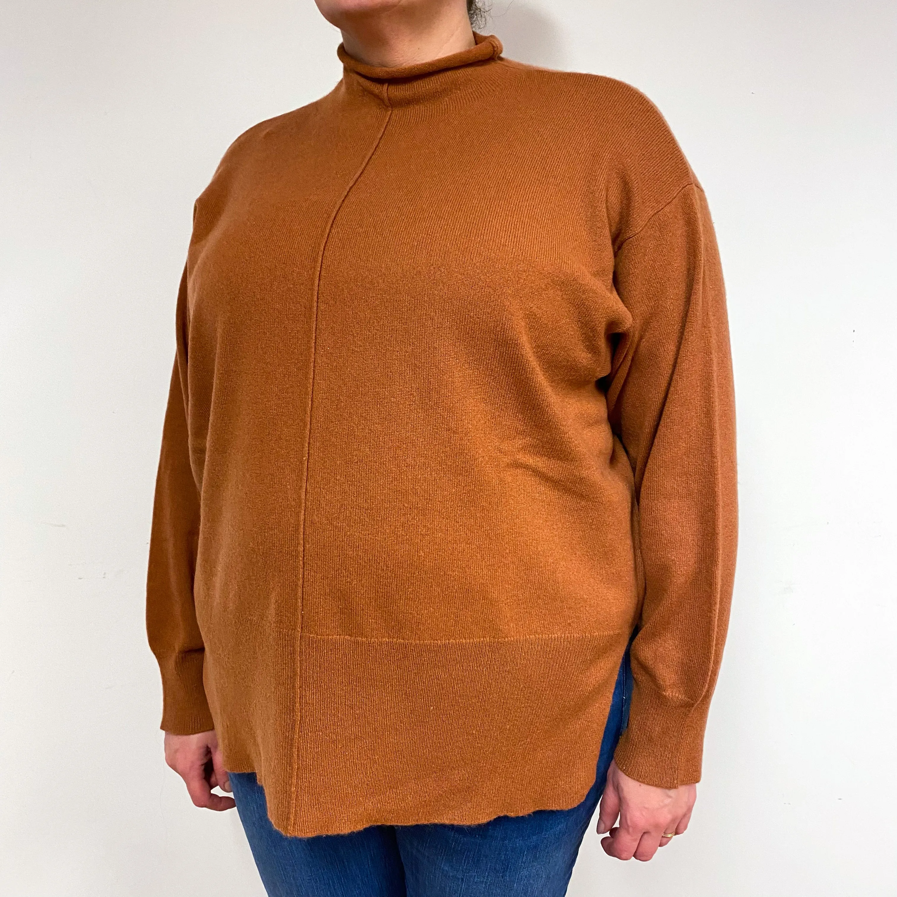 Gingerbread Brown Cashmere Turtle Neck Jumper Extra Large