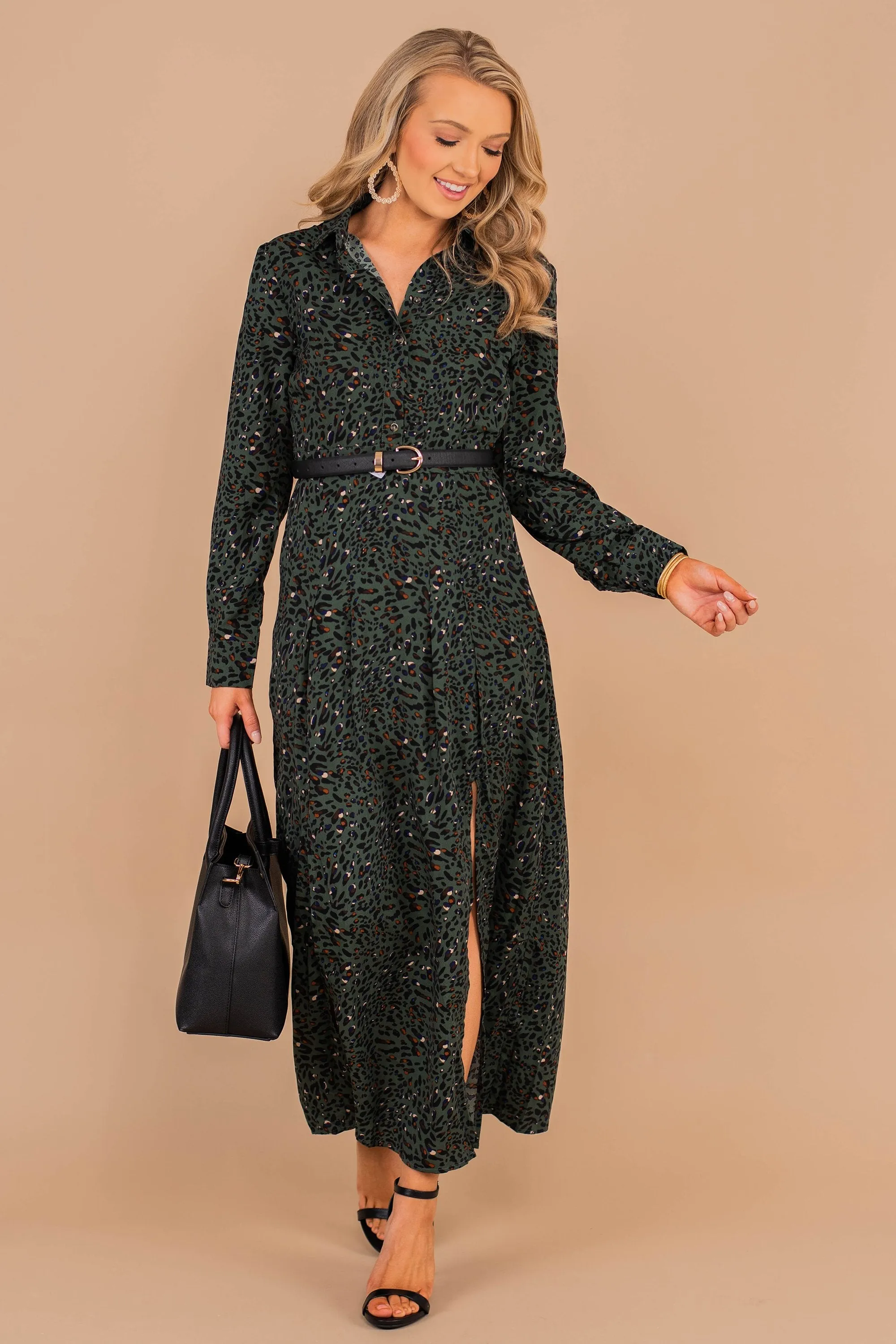 Give A Second Look Green Leopard Maxi Dress