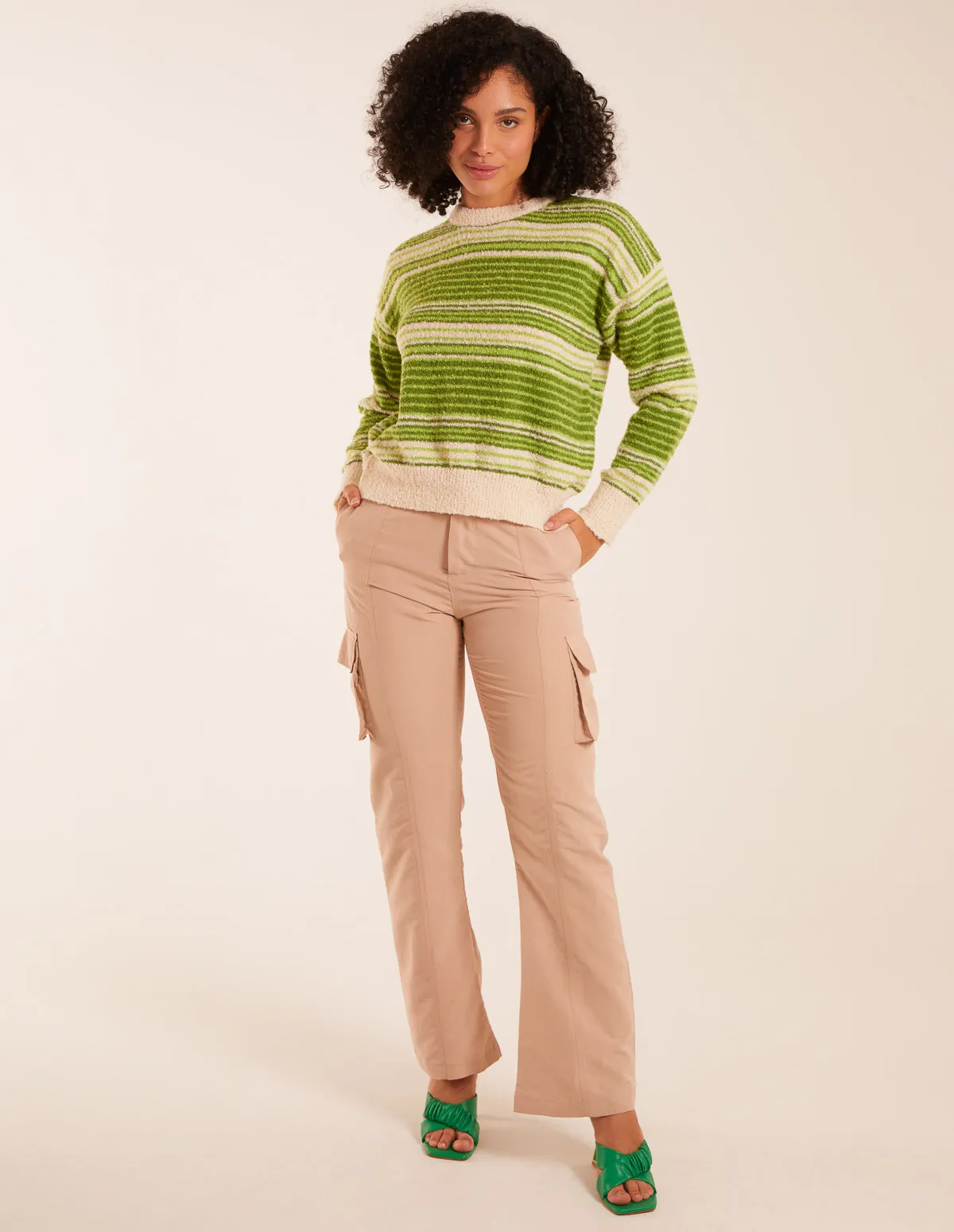 Gradient Stripe Velour Knit Jumper