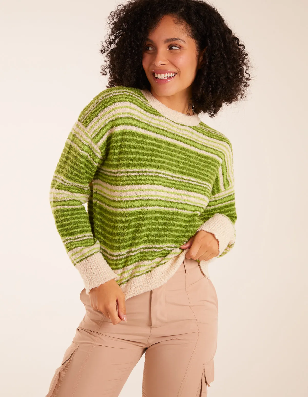 Gradient Stripe Velour Knit Jumper