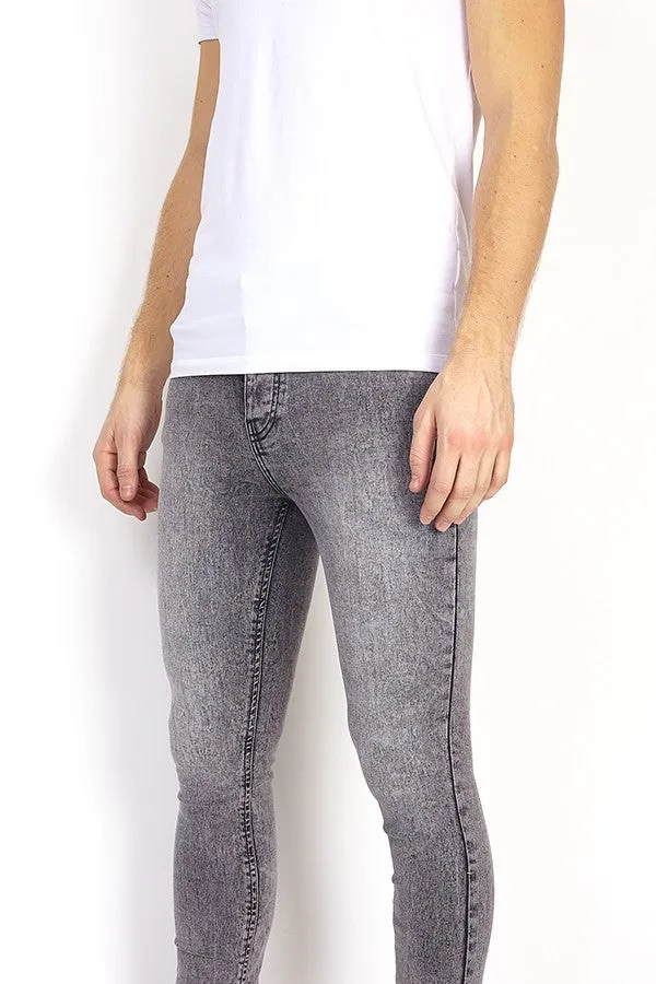 GREY ACID WASH DENIM SUPER SKINNY JEANS