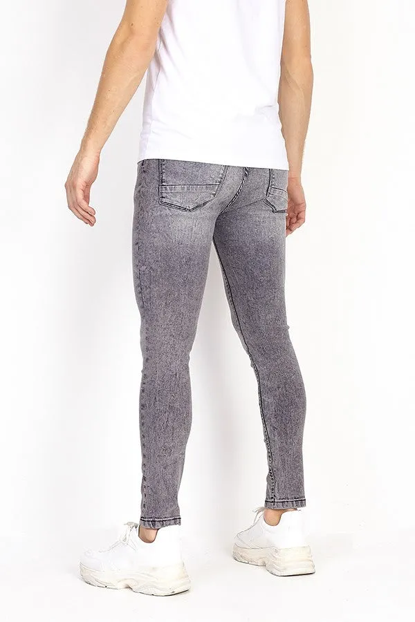 GREY ACID WASH DENIM SUPER SKINNY JEANS