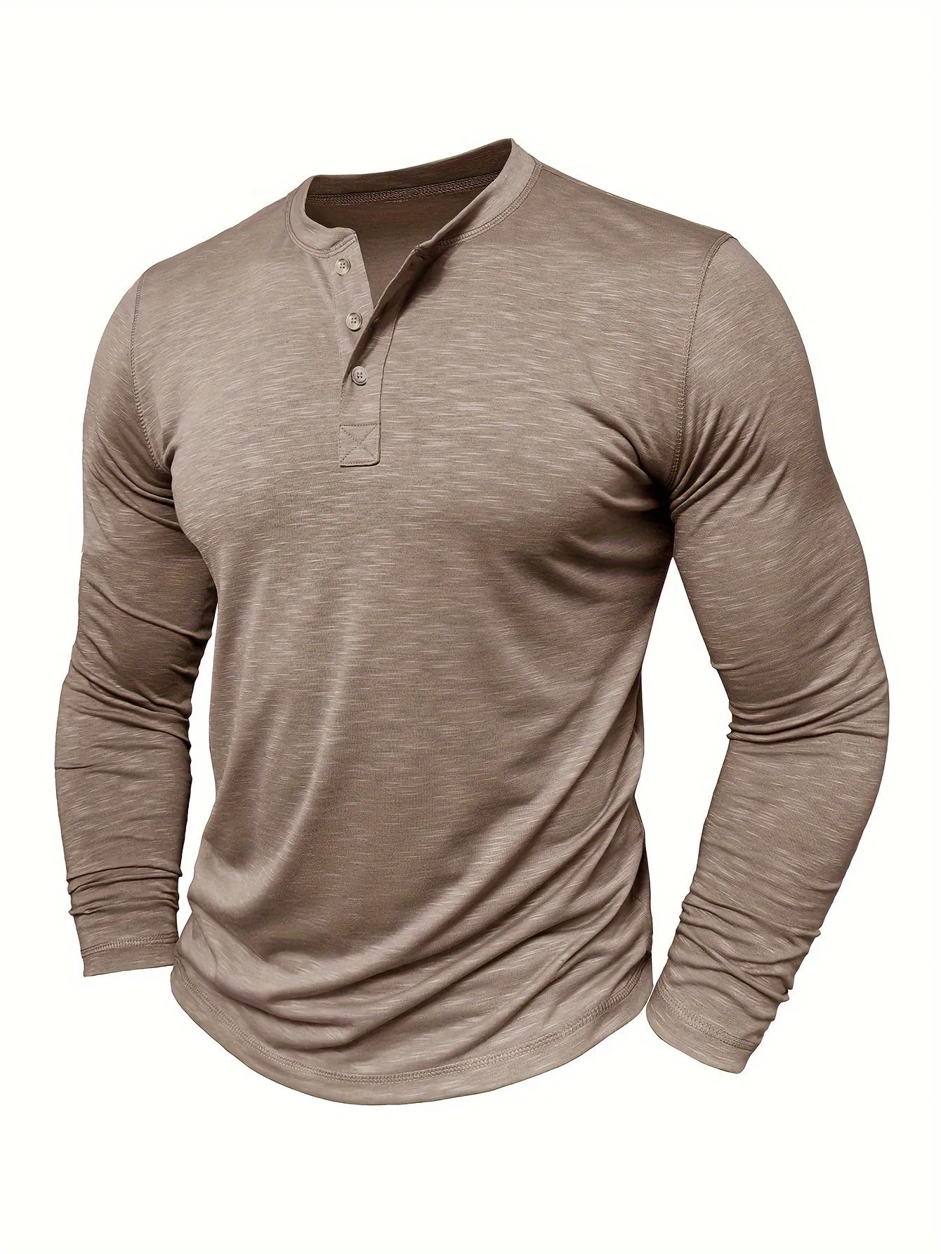 HeerFit - Heren Lange Mouw Henley Shirt met Klassieke Knoopsluiting