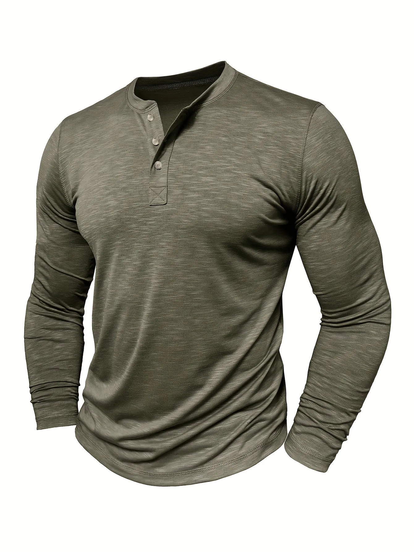 HeerFit - Heren Lange Mouw Henley Shirt met Klassieke Knoopsluiting