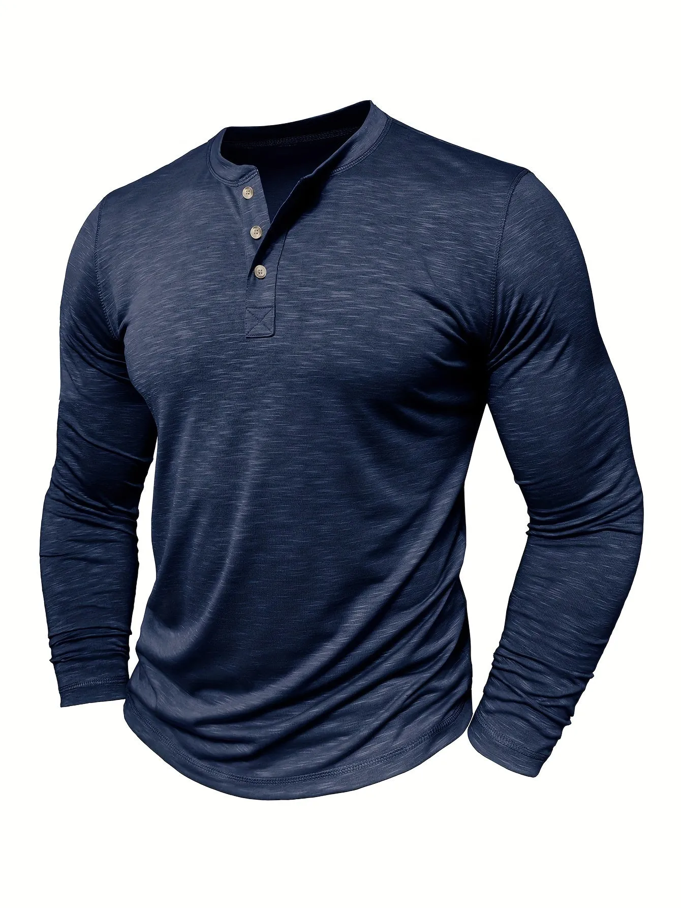 HeerFit - Heren Lange Mouw Henley Shirt met Klassieke Knoopsluiting
