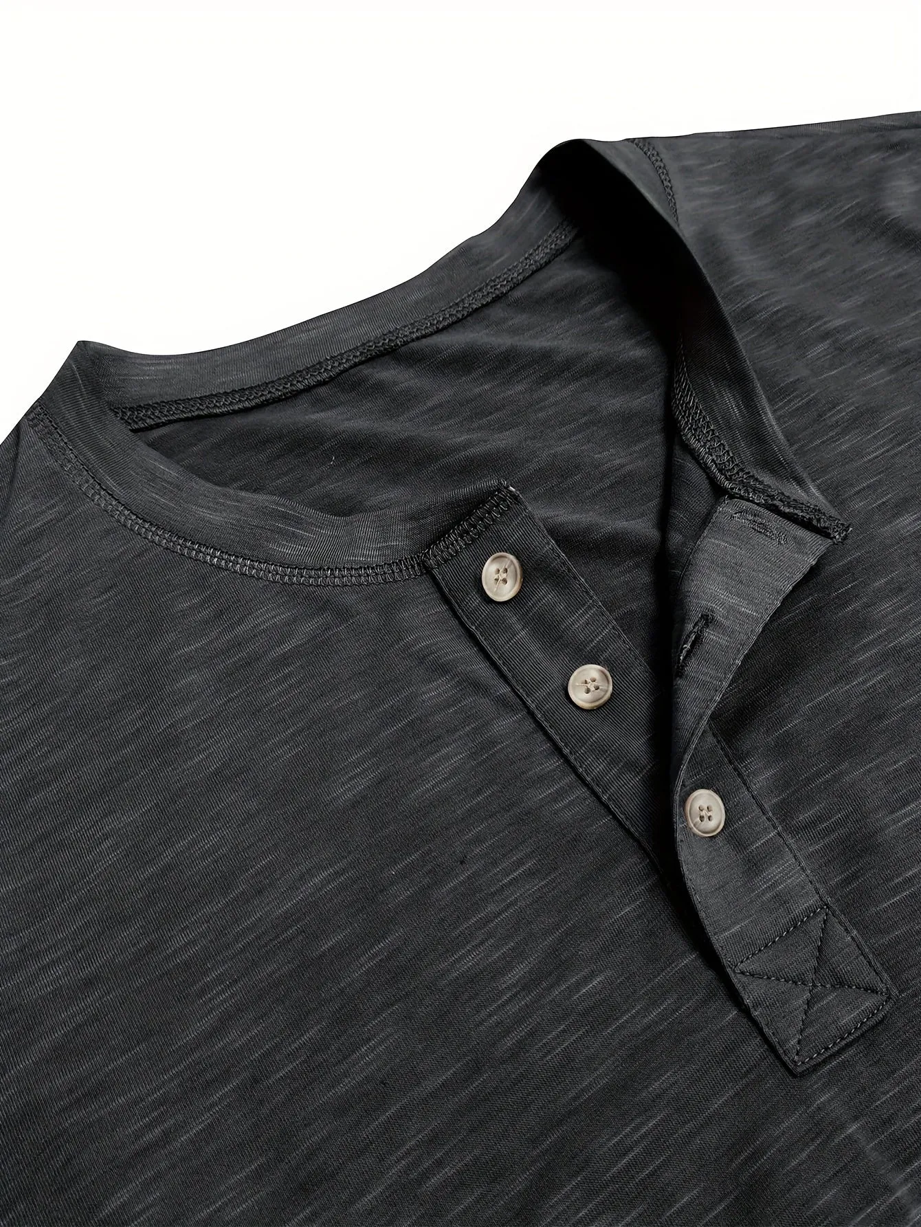 HeerFit - Heren Lange Mouw Henley Shirt met Klassieke Knoopsluiting