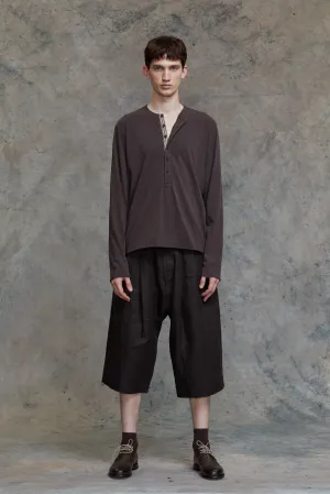 HENLEY-NECK LONG SLEEVE T-SHIRT