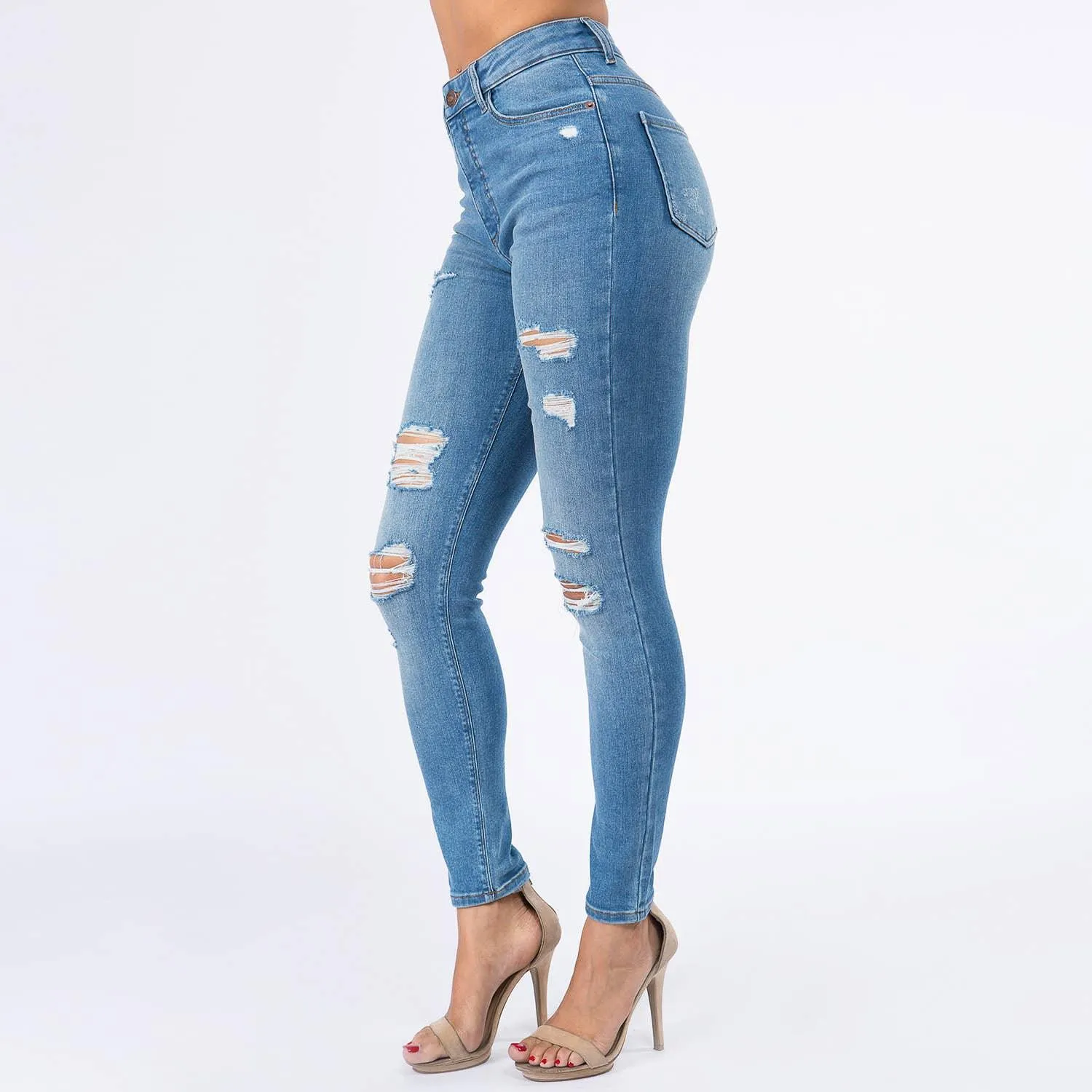 High Waisted Distressed Skinny Jean by American Bazi