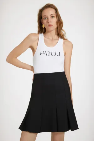 High-waisted pleated skirt in Merino wool