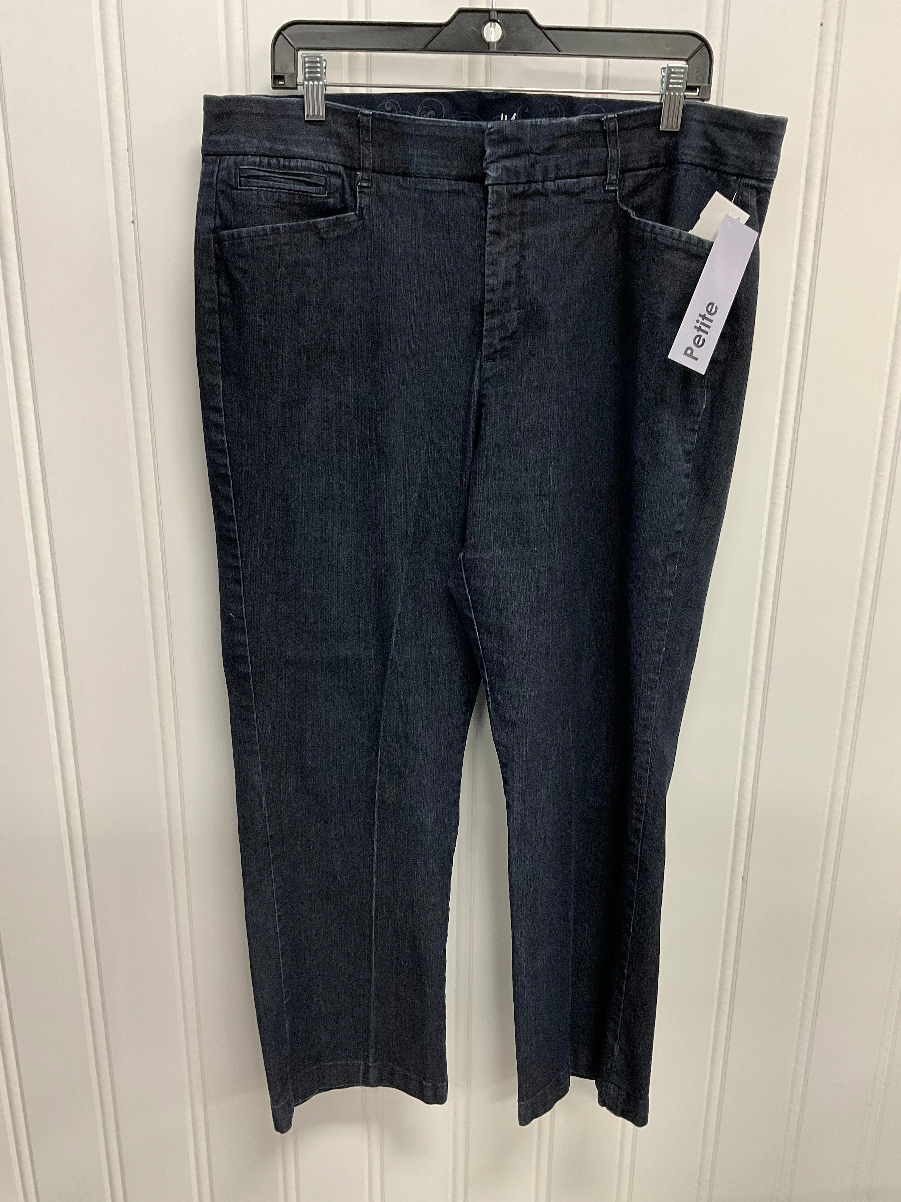 Jeans Straight By Jm Collections In Blue Denim, Size:16