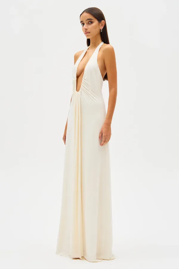 Jennifer Cupro Maxi Dress Ivory