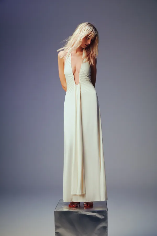 Jennifer Cupro Maxi Dress Ivory
