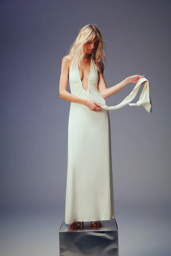Jennifer Cupro Maxi Dress Ivory