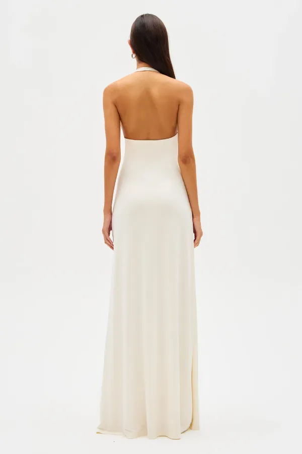 Jennifer Cupro Maxi Dress Ivory