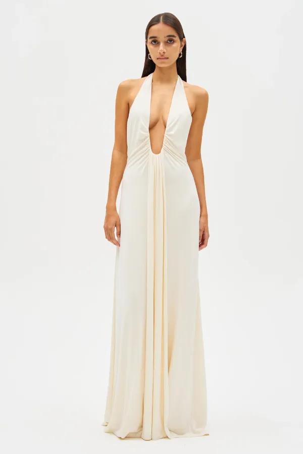 Jennifer Cupro Maxi Dress Ivory