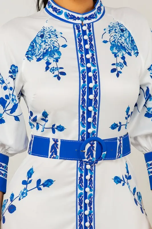 Kaftan Style Moroccan Print Maxi Dress