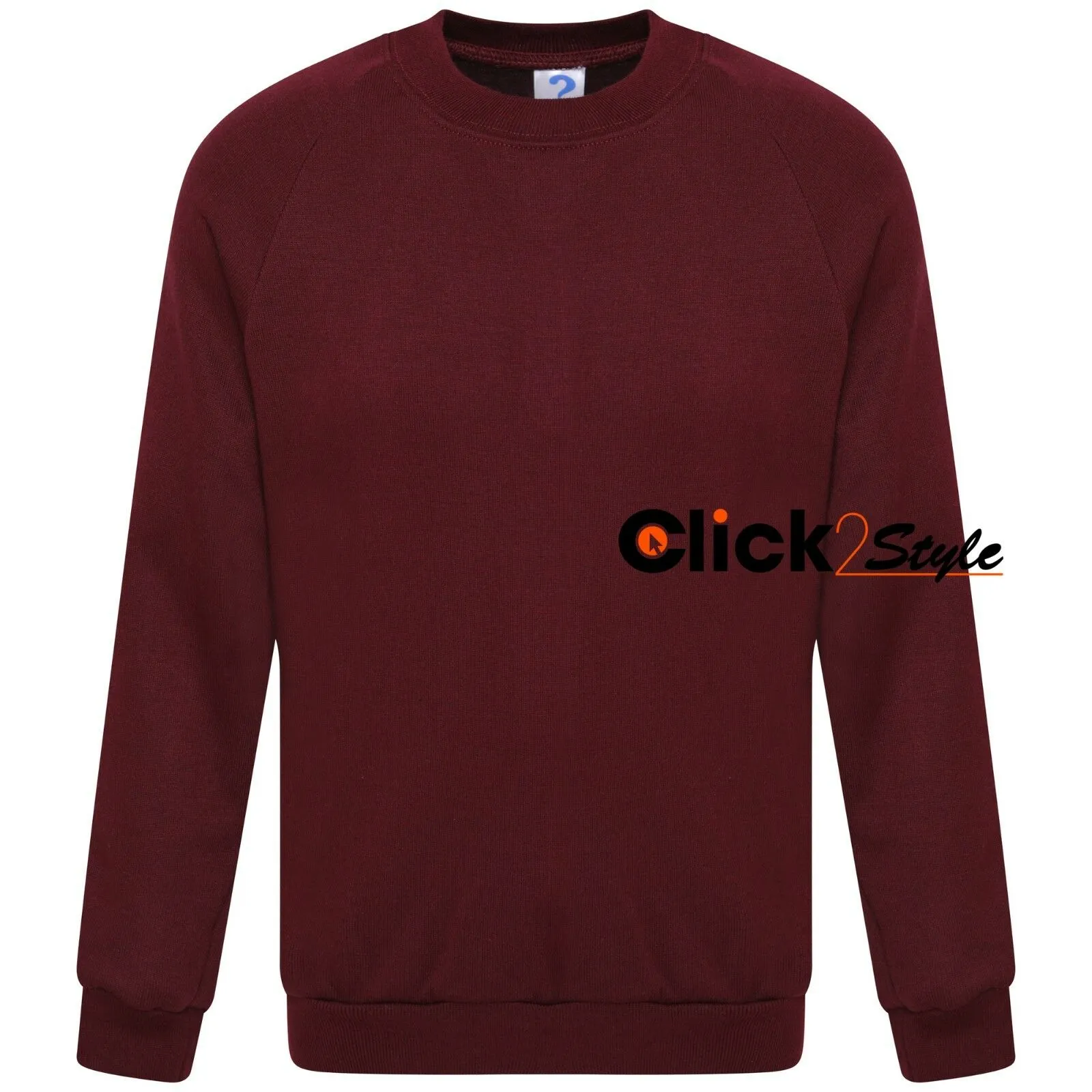 Kids Children Unisex School Uniform Plain Fleece Sweat Jumper Pullover -Wine / Burgindy