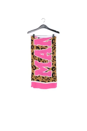 Large pink and leopard print scarf
