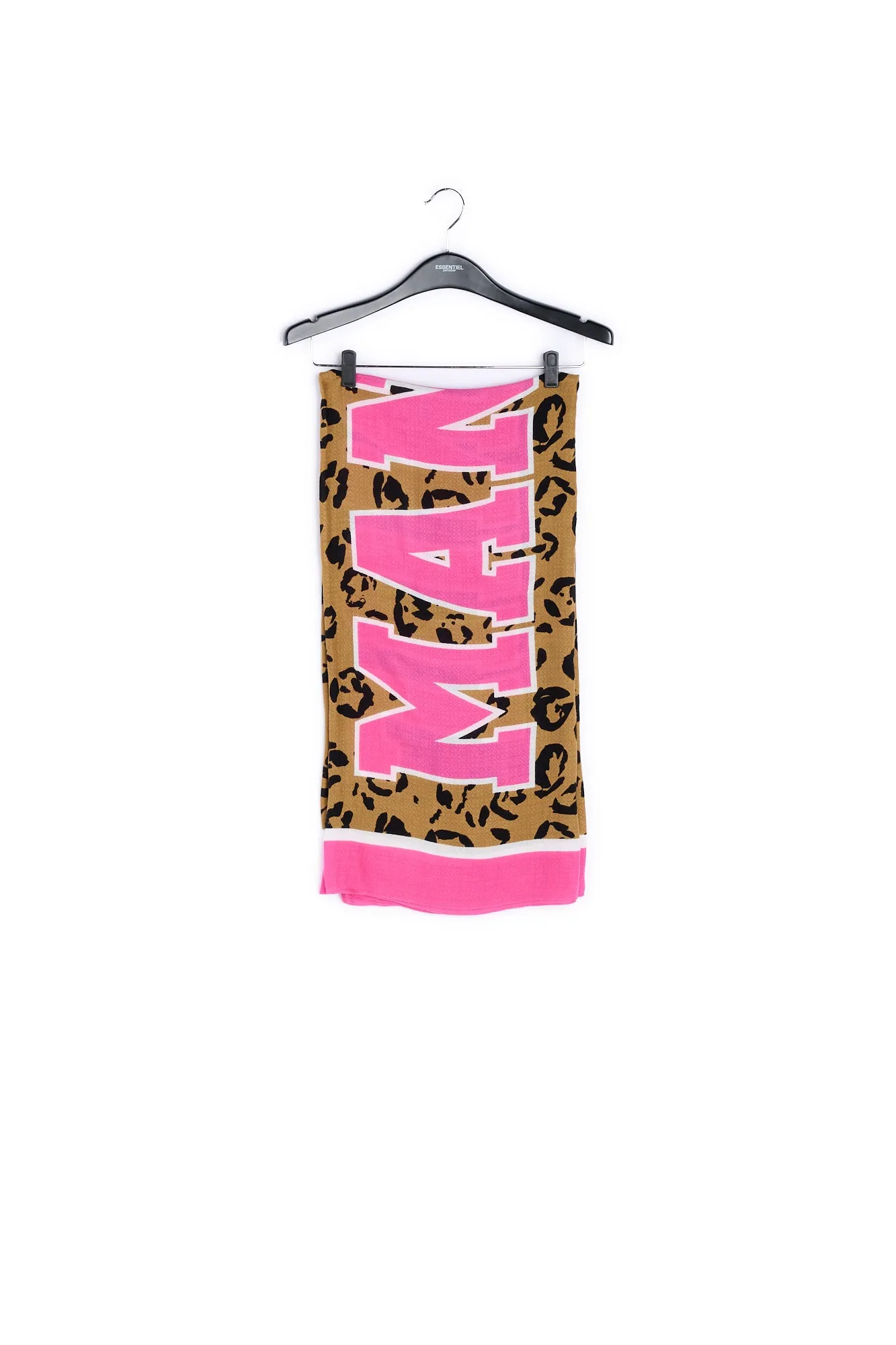 Large pink and leopard print scarf