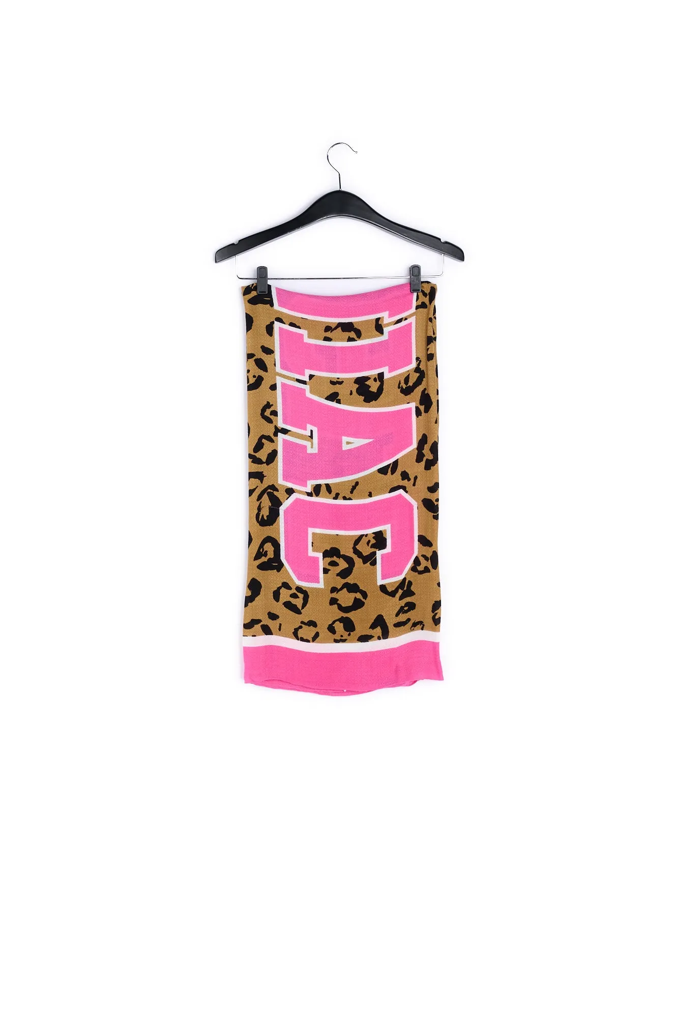 Large pink and leopard print scarf