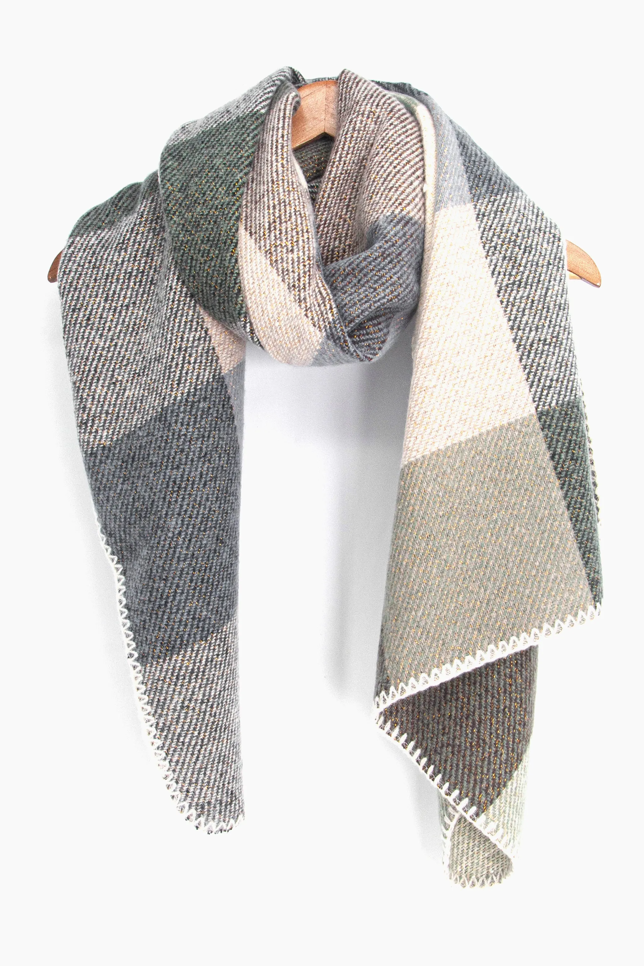 Logan Heavyweight Scarf - Blue, Check