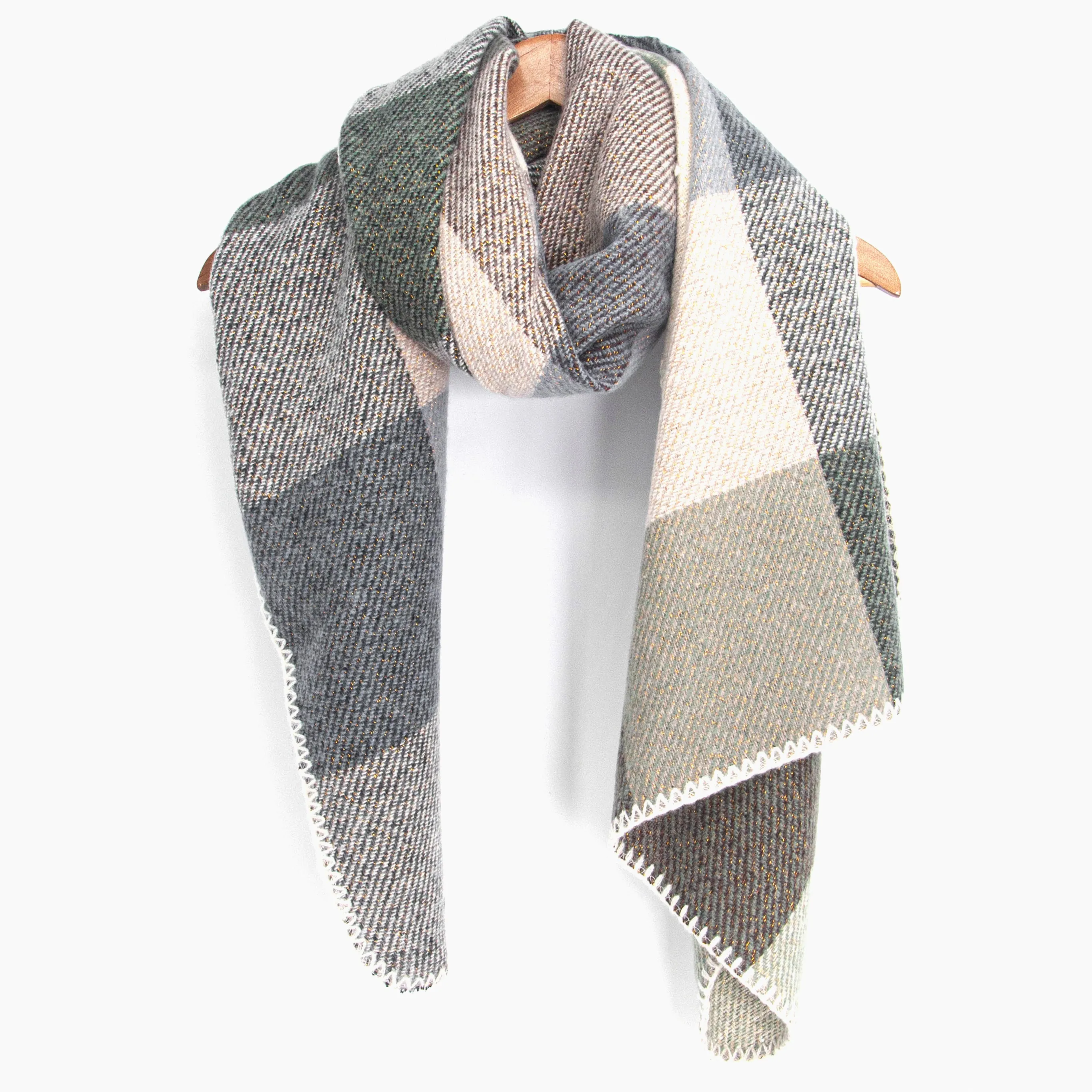 Logan Heavyweight Scarf - Blue, Check