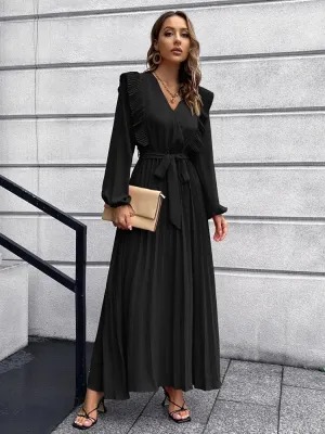 Long Sleeve Pleated Maxi Dress