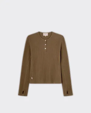 Longsleeve Lis Henley Stone Brown
