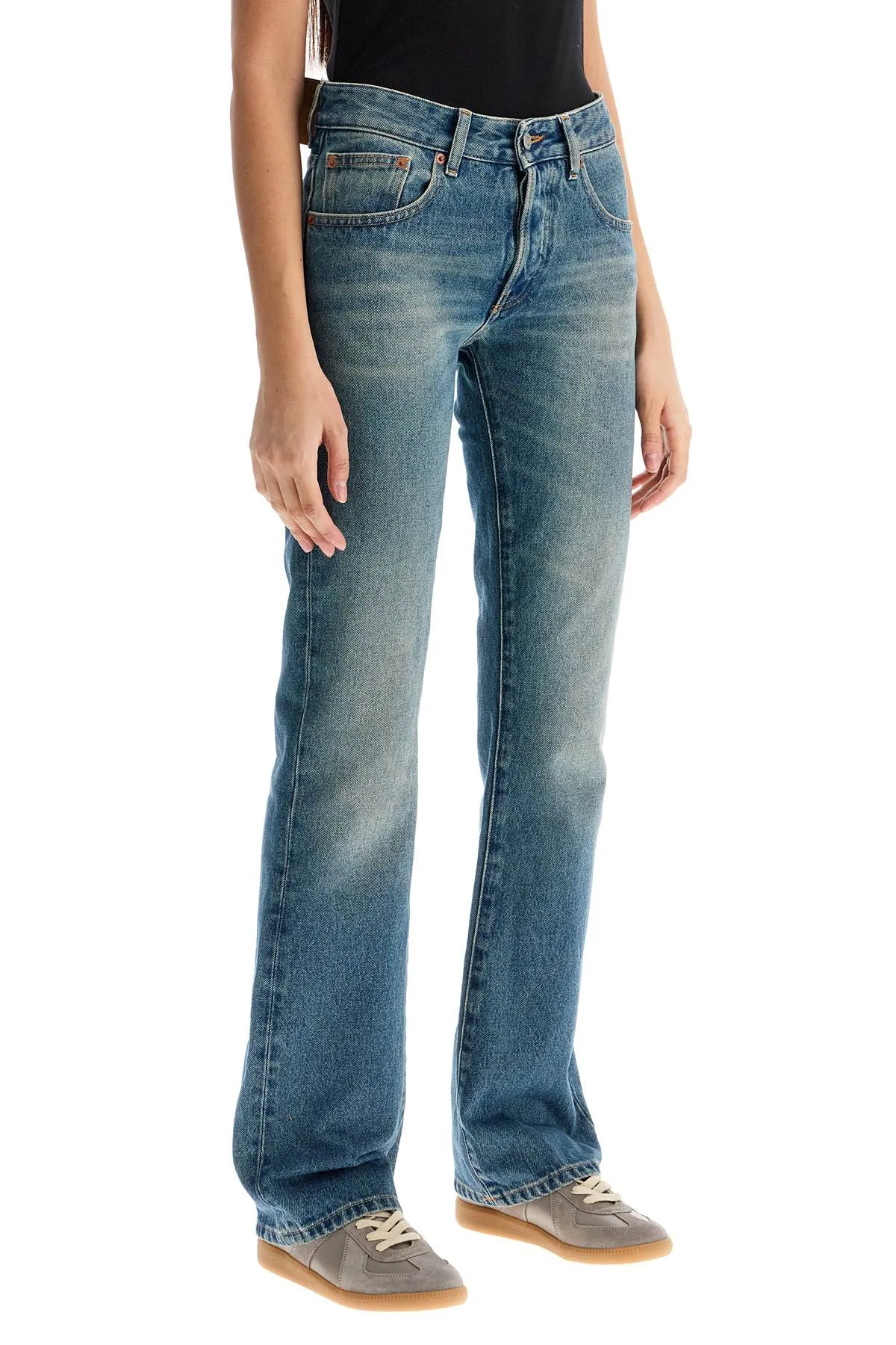 Low-Waisted Flared Denim Jeans