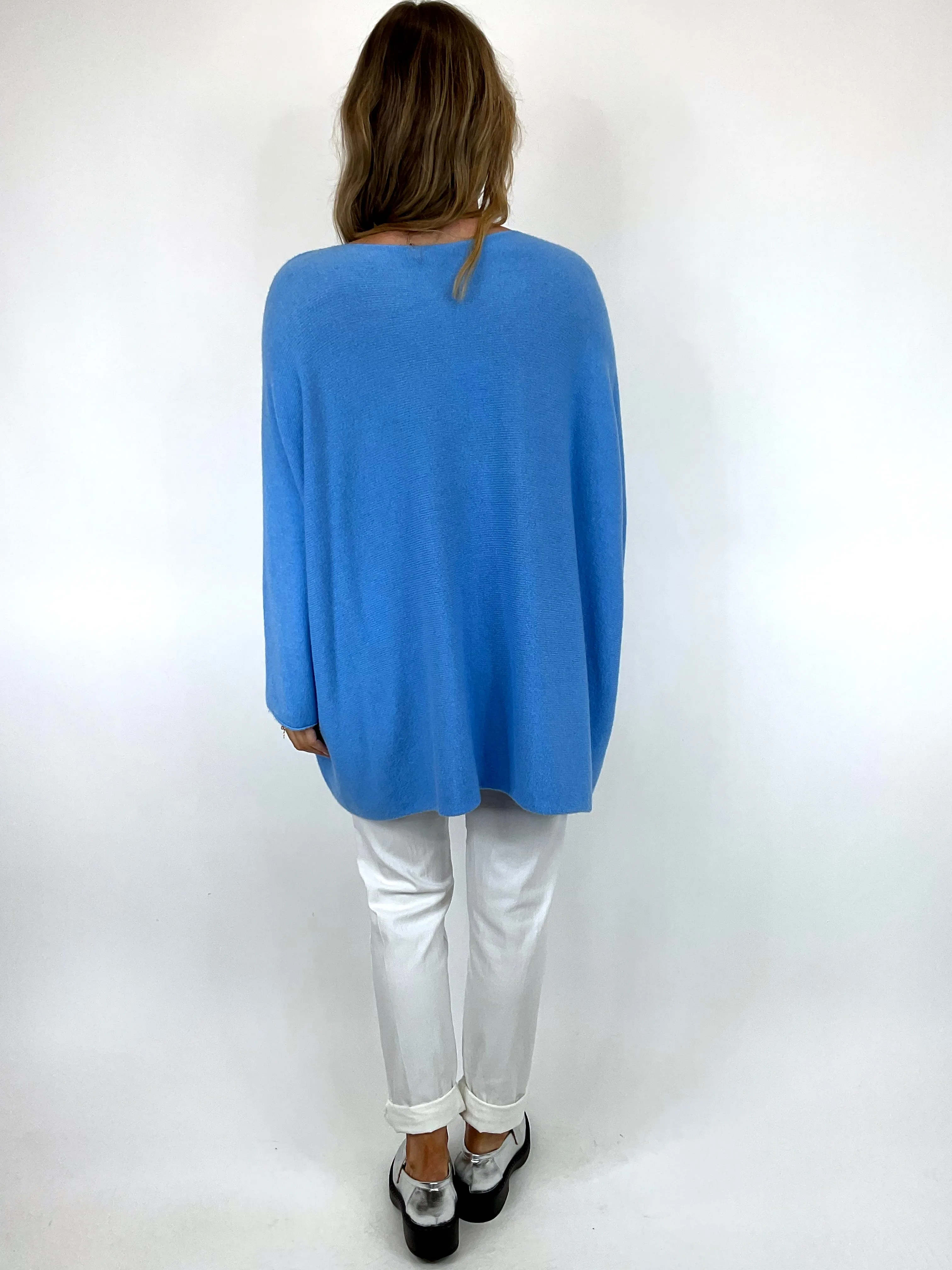Made in Italy Lagenlook Olivia V- Neck Jumper in Powder Blue. code 6023