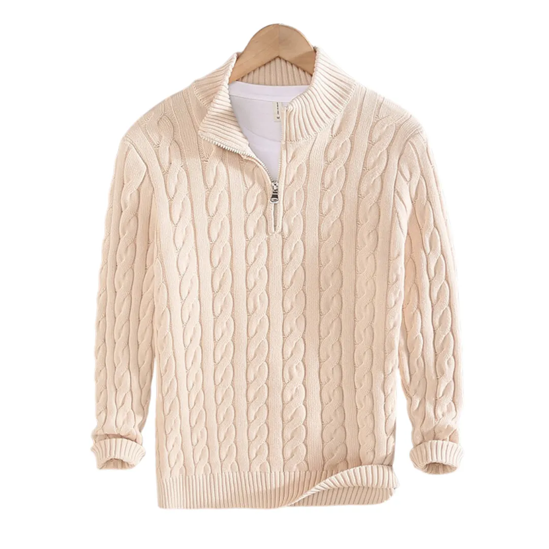 Men's Casual Cashmere Jumper with Half Zip | Ideal for Autumn/Winter
