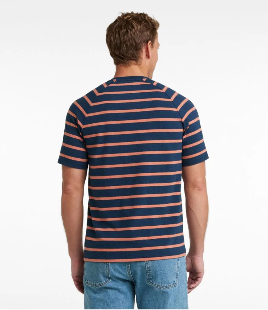 Men's Comfort Stretch Pima Tee Shirt, Short-Sleeve Henley, Stripe