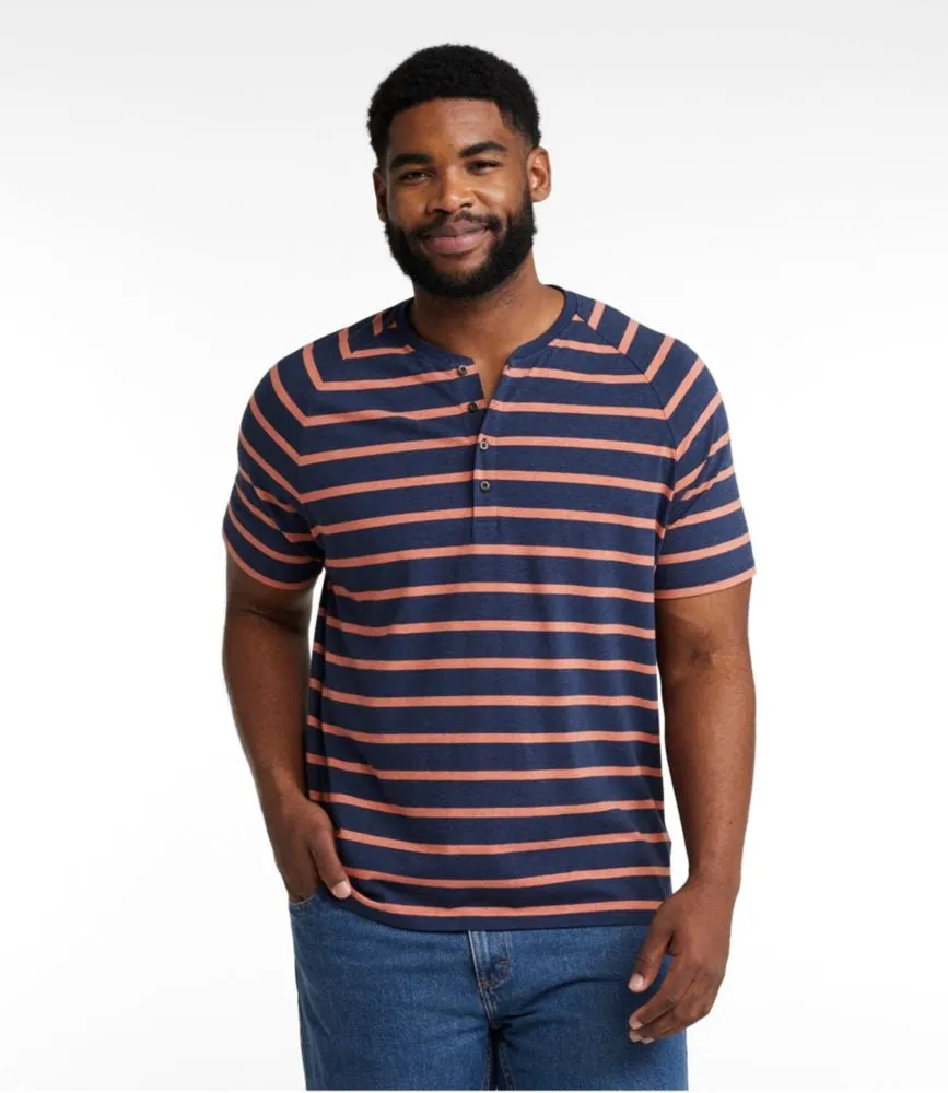 Men's Comfort Stretch Pima Tee Shirt, Short-Sleeve Henley, Stripe