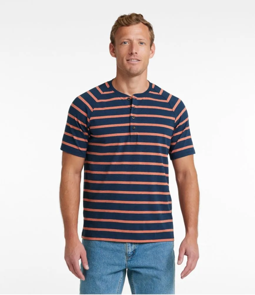 Men's Comfort Stretch Pima Tee Shirt, Short-Sleeve Henley, Stripe