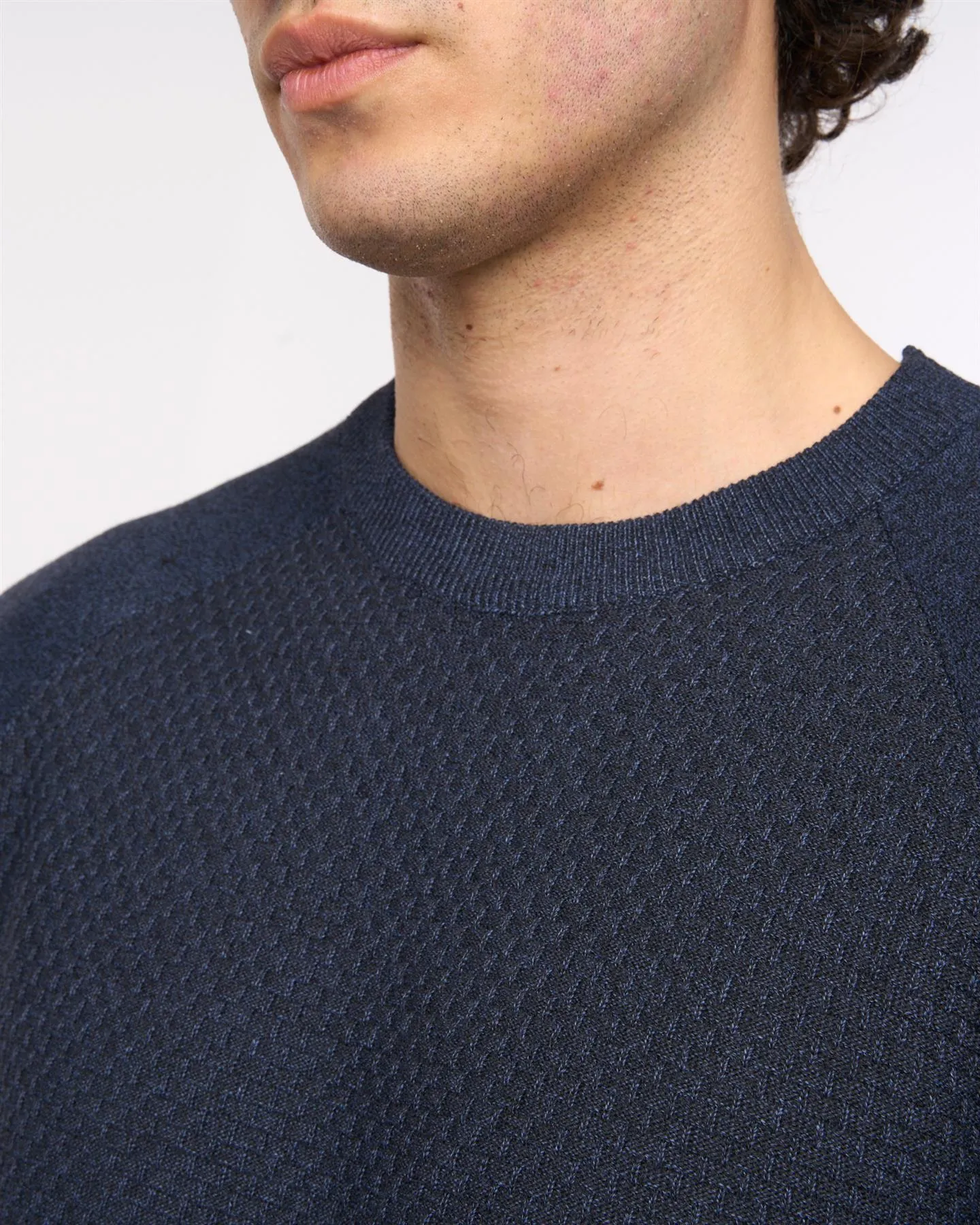 Mens  Crestfield Crew Knit Navy Marl
