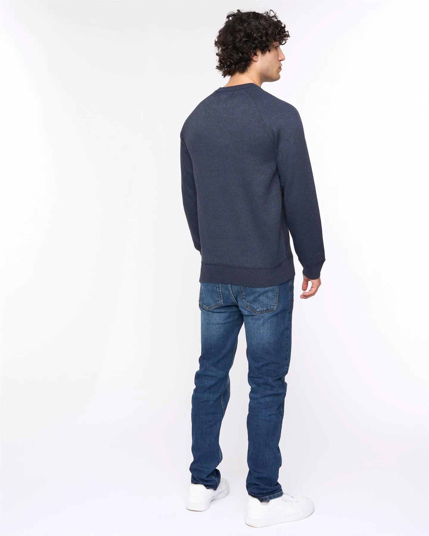 Mens  Crestfield Crew Knit Navy Marl