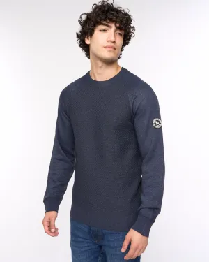Mens  Crestfield Crew Knit Navy Marl
