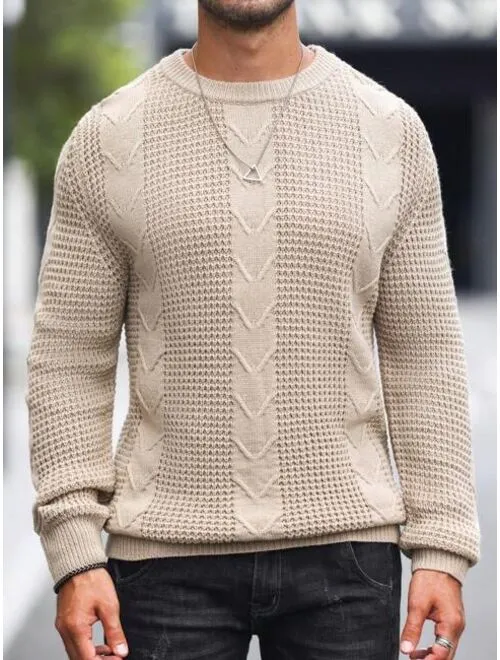 Men's Stylish Round Neck Cable Knitted Jumper | Ideal for Autumn/Winter