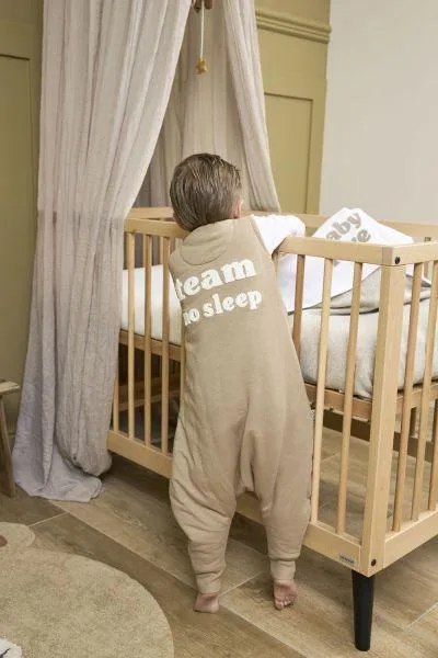 Meyco Baby Winter Sleep Overall Jumper Slub/team No Sleep - Taupe/offwhite - 80cm