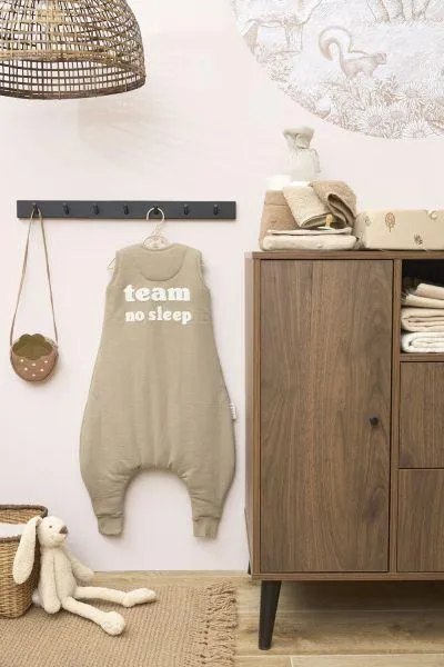 Meyco Baby Winter Sleep Overall Jumper Slub/team No Sleep - Taupe/offwhite - 80cm