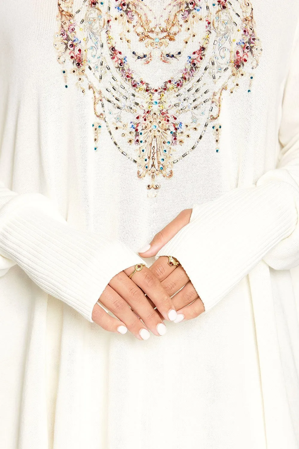 NECKLINE PRINT JUMPER IVORY