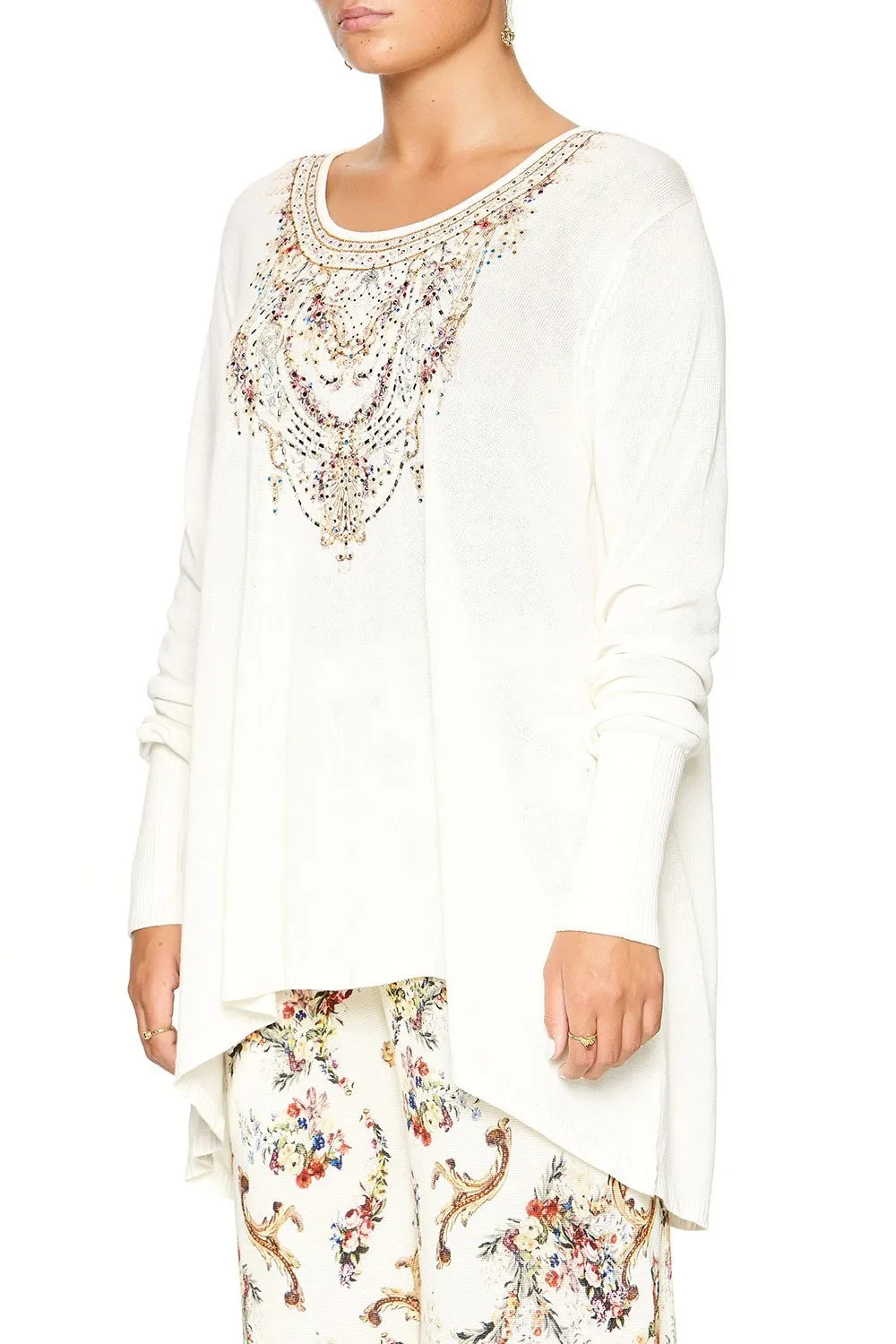 NECKLINE PRINT JUMPER IVORY