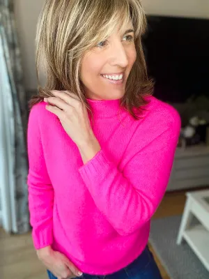 Neon Pink Funnel Jumper