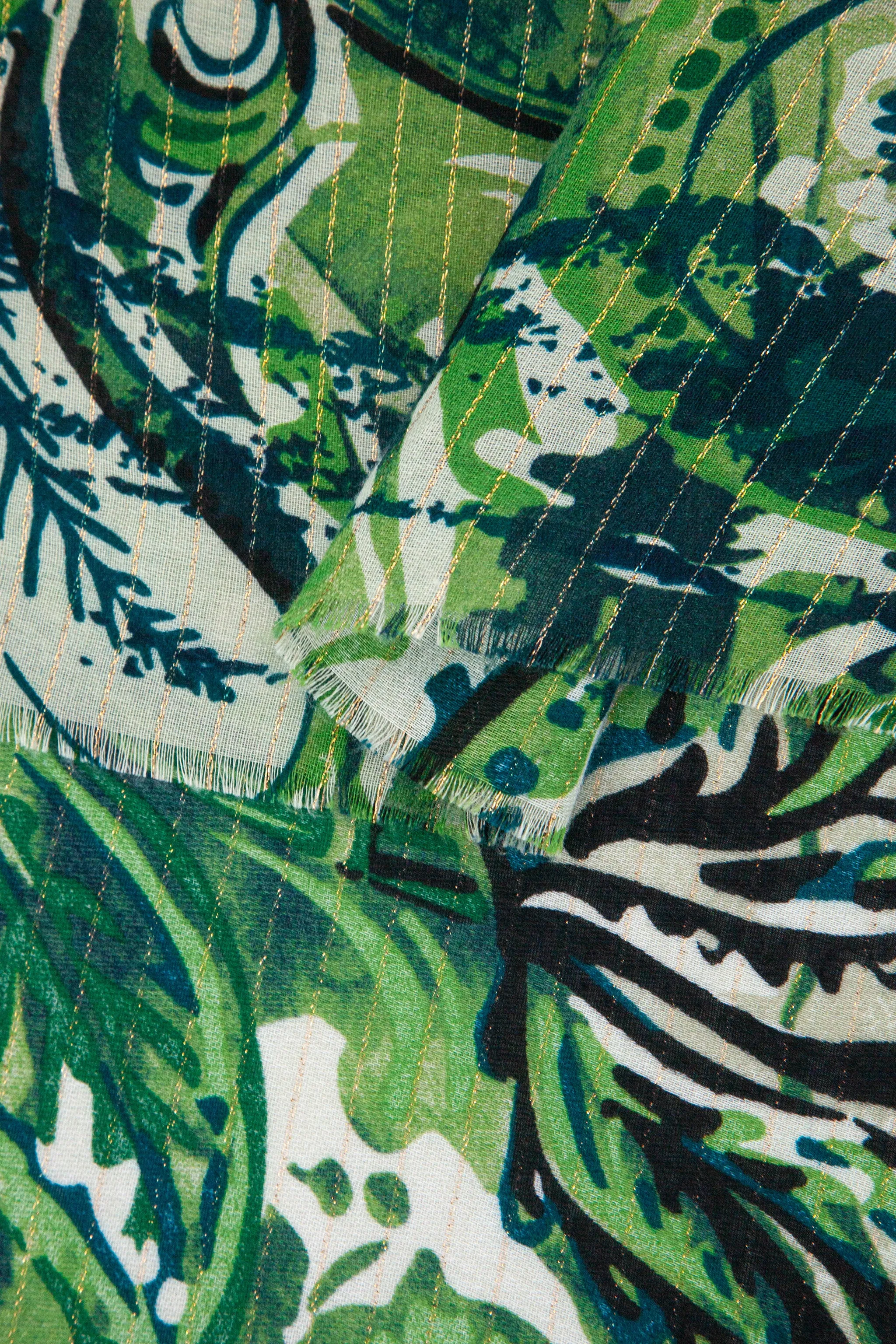 Neve Lightweight Scarf - Green, Marble