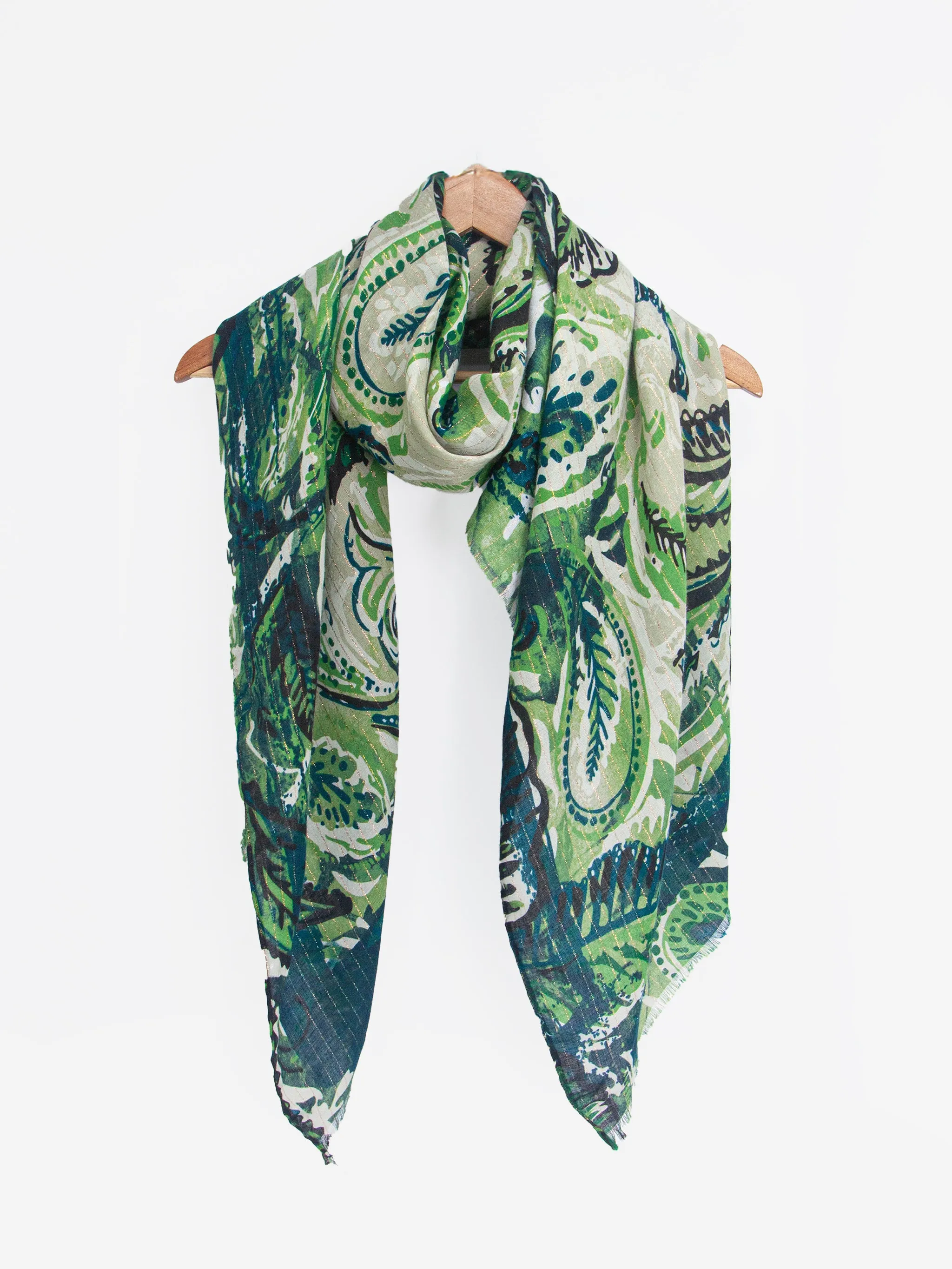 Neve Lightweight Scarf - Green, Marble