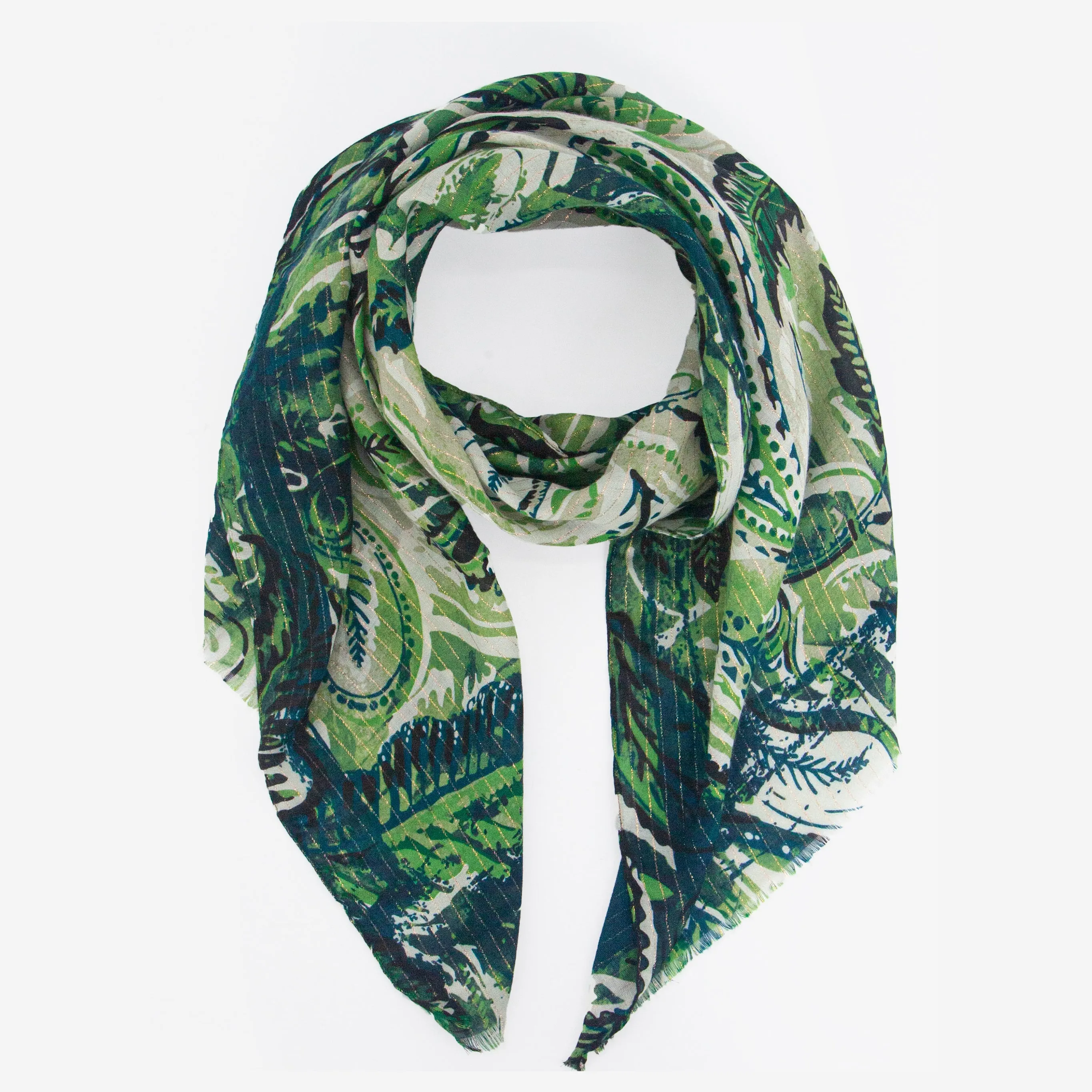 Neve Lightweight Scarf - Green, Marble