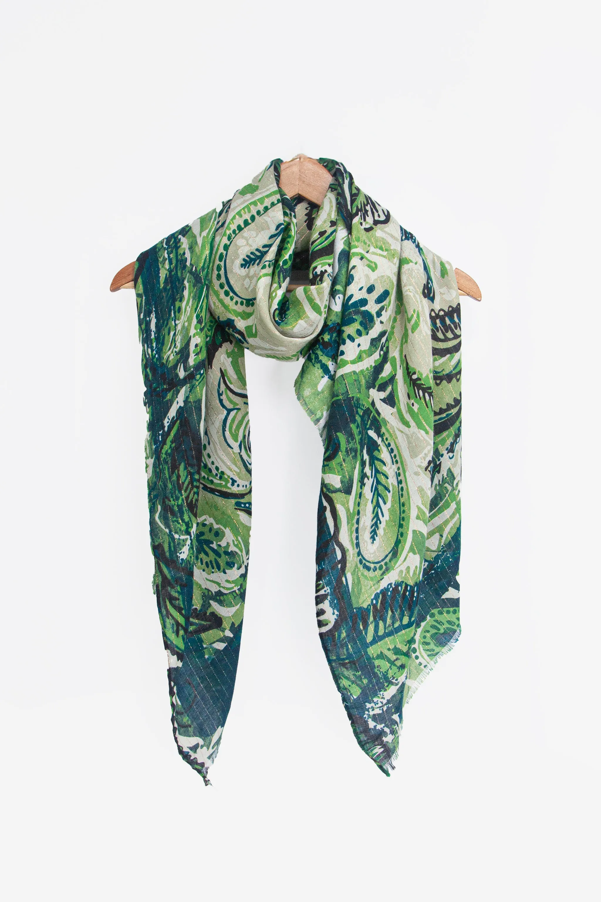 Neve Lightweight Scarf - Green, Marble
