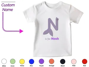 Personalized Kids Tshirt Gift For Toddler Girls - Custom Initials N On Shirt
