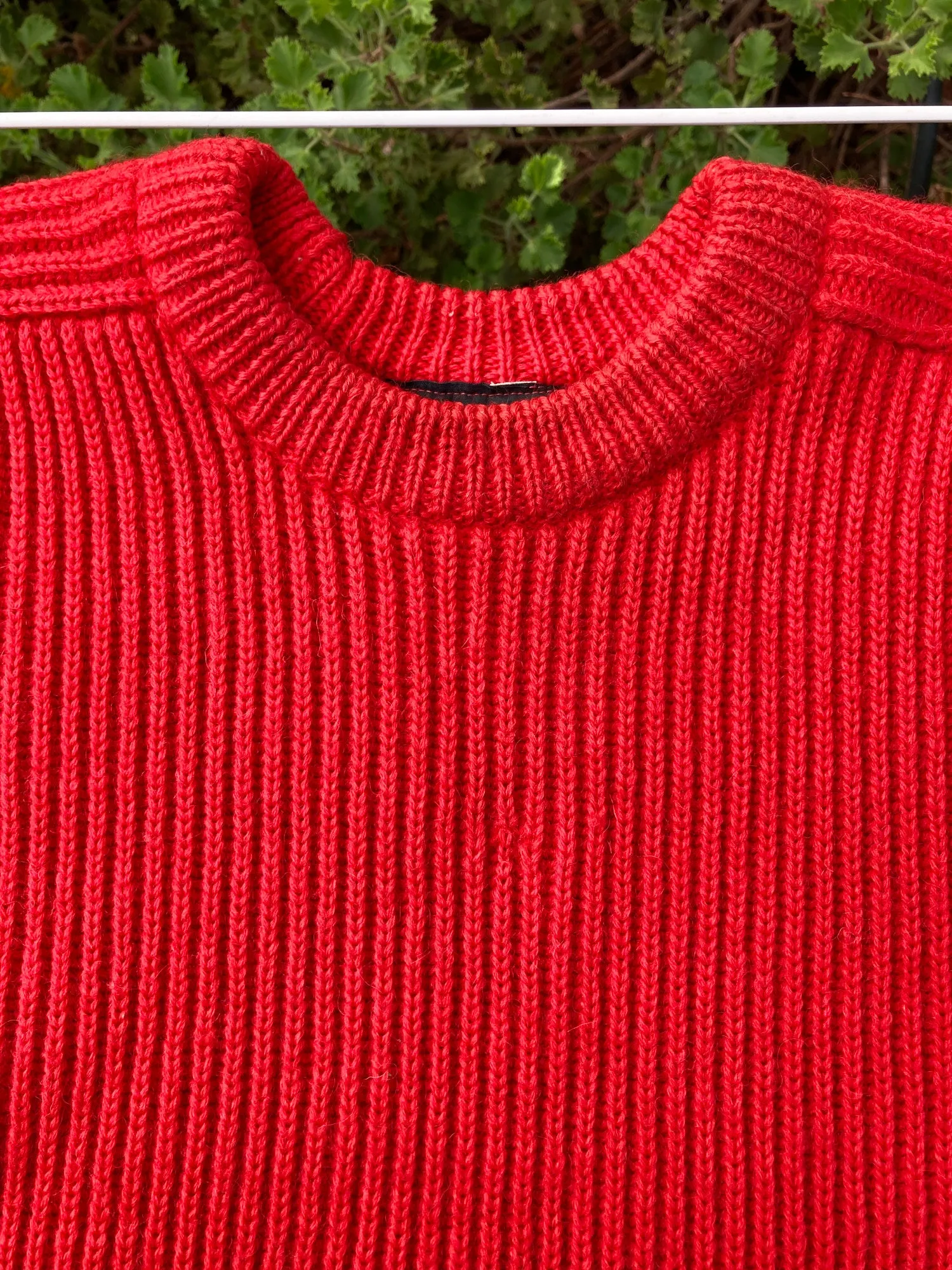 Peter Storm 1985 orange-y red W1 proofed wool waterproof crew neck jumper
