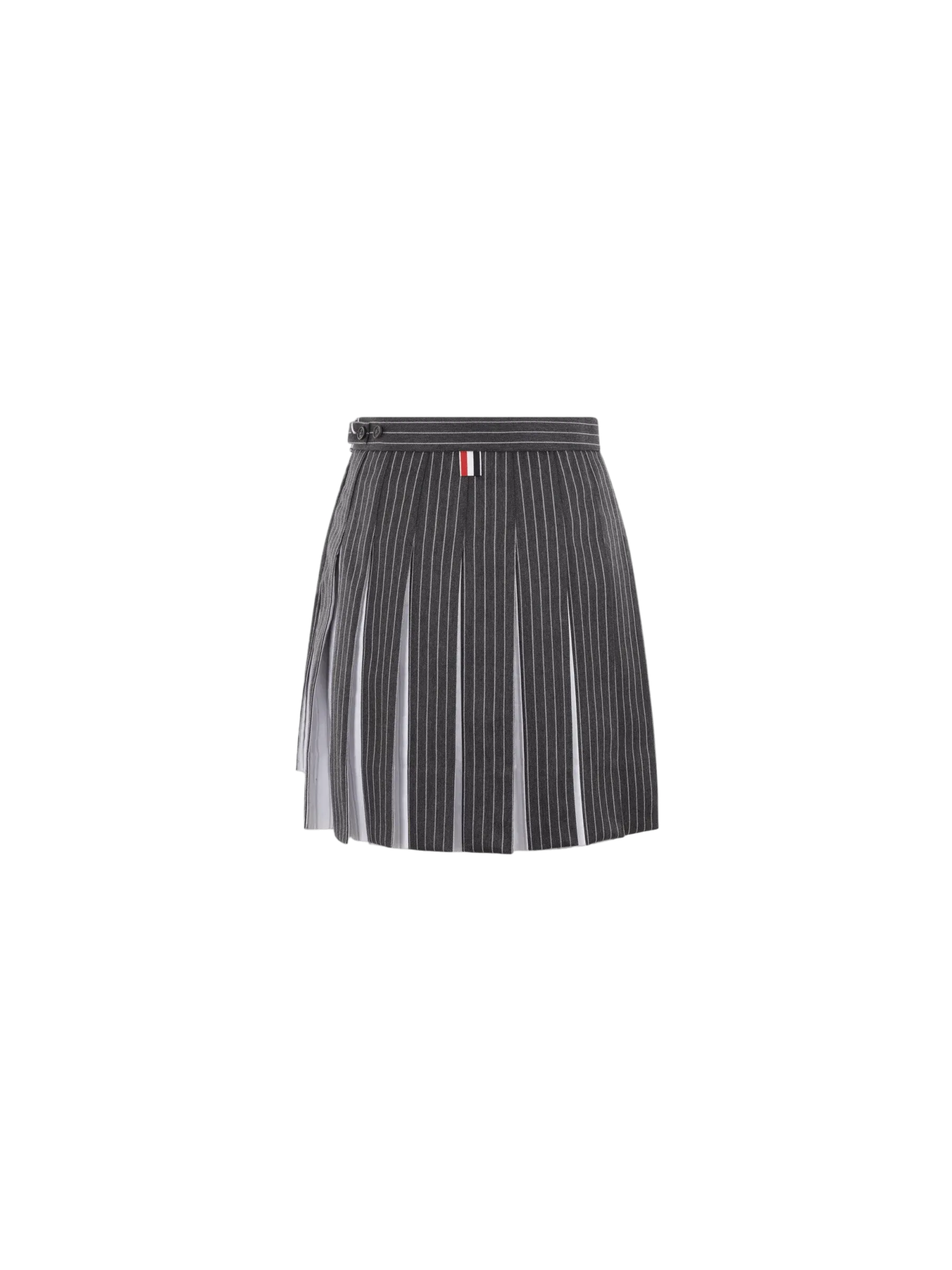 Pinstriped Pleated Wool Skirt